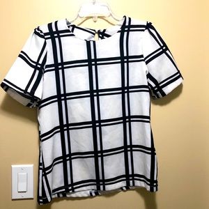 Two tone grid blouse